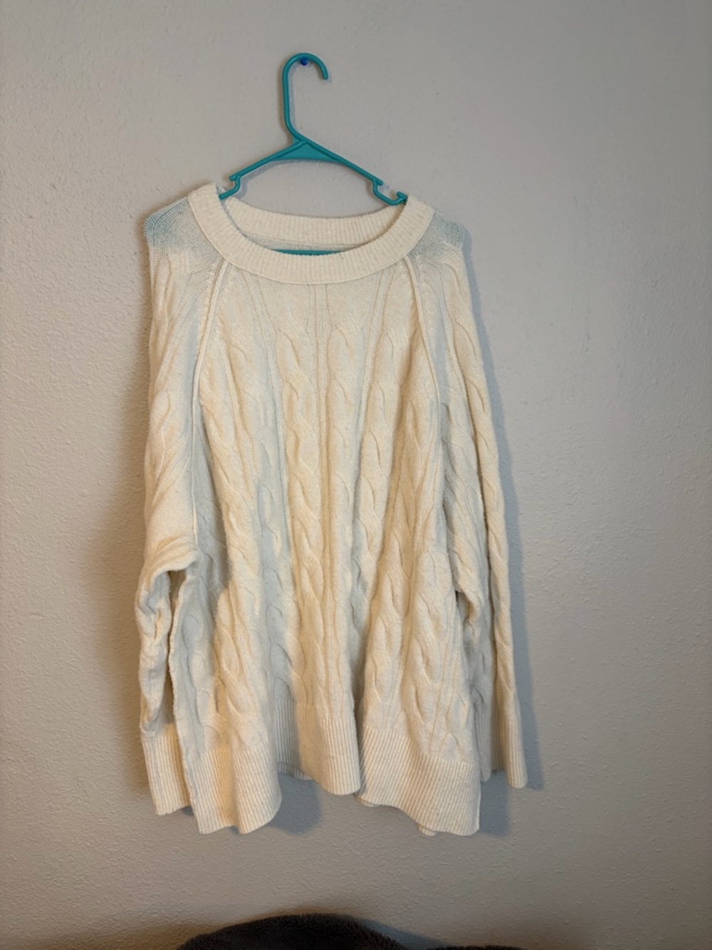 Cozy aerie Cream Cable-Knit Cottagecore Scoopneck Sweater